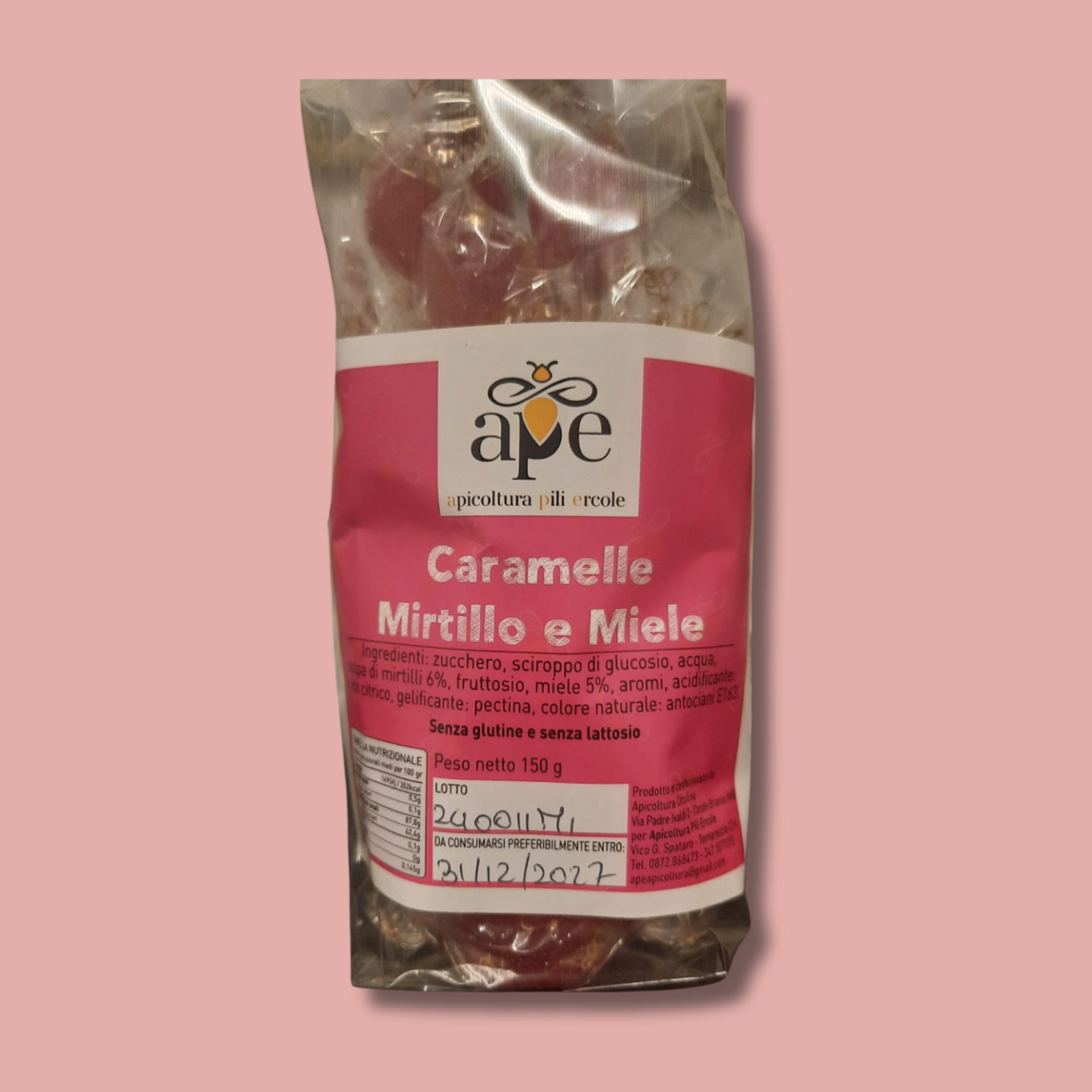 Caramelle morbide al gusto di miele e mirtillo